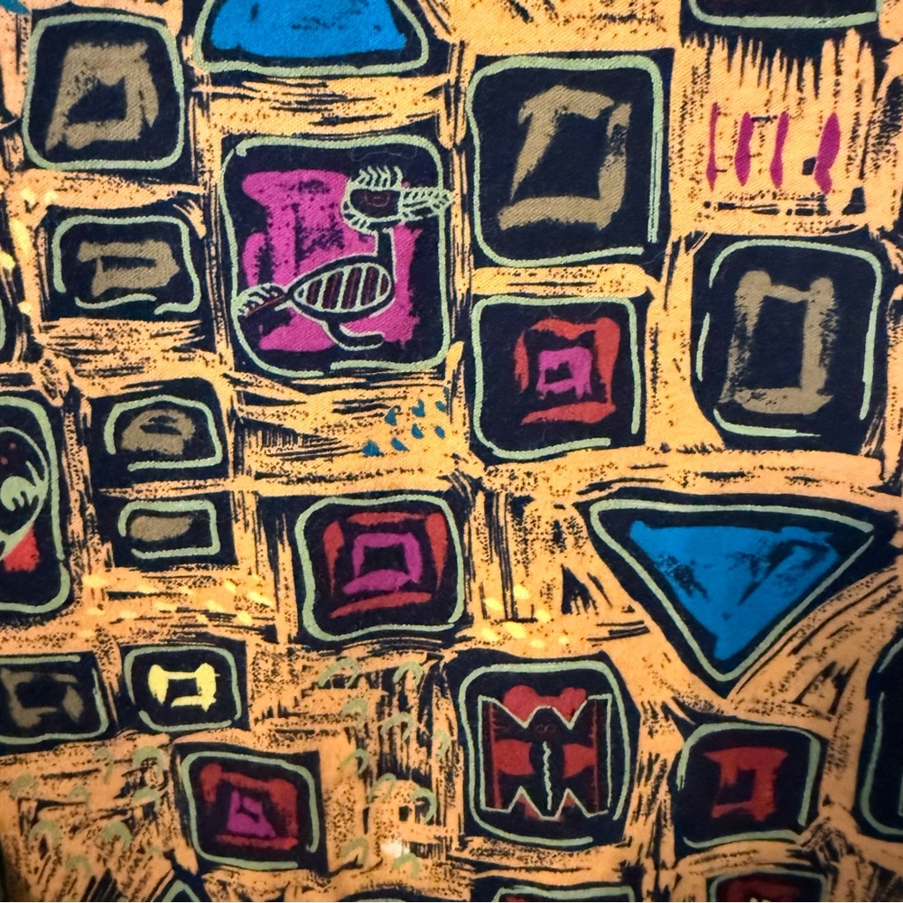 Vintage Anne Pinkerton Abstract Tribal Geometric Cotton Top Made in Japan Size M - Picture 6 of 11